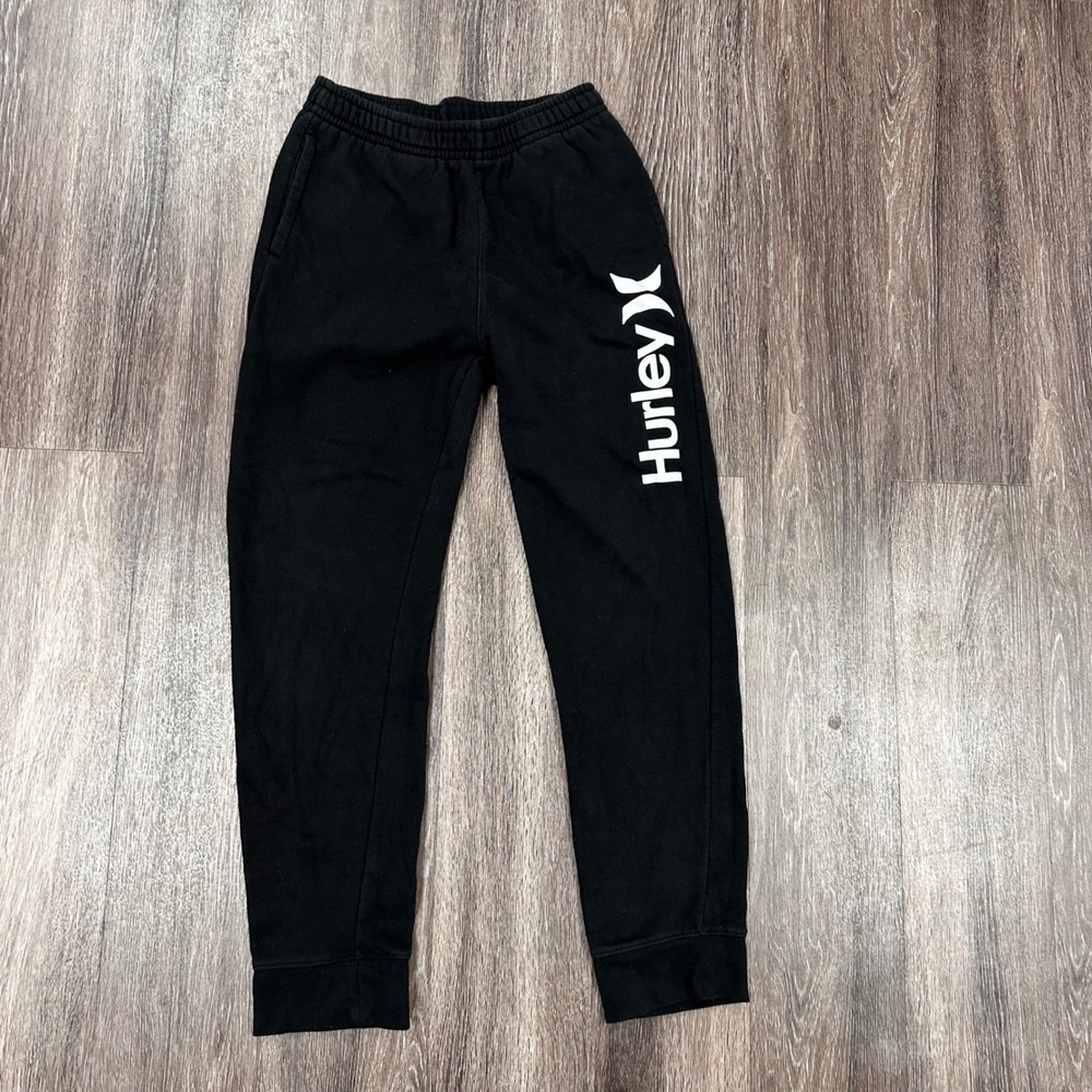 Hurley Black Jogger Sweatpants Youth XL 18 20 Boys Athletic Logo Casual Elastic